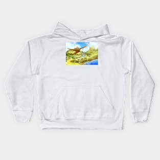 Flying On Polly Over an Enchanted Land Kids Hoodie